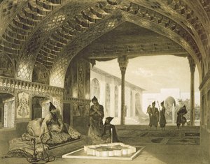 De Spiegelzaal in het Paleis van de Sardar van Jerevan, Armenië, plaat 17 uit een boek over de Kaukasus, gegraveerd door Charles Claude Bachelier en Celestin Francois Nanteuil (1813-73) uitgegeven door Alfred