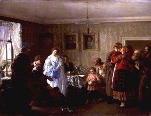 Het Feliciteren van de Pasgetrouwden in het Huis van de Landheer