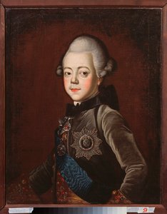 Portret van groothertog Pavel Petrovich (1754-1801), kind (Tsaar Paul I van Rusland). Schilderij van Grigori Serdyukov (1744-1785) door Grigori Serdyukov