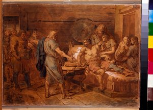 De oproep van Kuzma Minin (overleden in 1616) aan prins Dmitri Pozharsky (1577-1642) - Werk van Grigori Ivanovich Ugryumov (1764-1823), aquarel en wit op papier, circa 1800 door Grigoriy Ivanovich Ugryumov