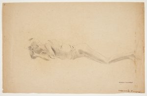 Studie van een gipsafgietsel uit Pompeii. Liggende man
