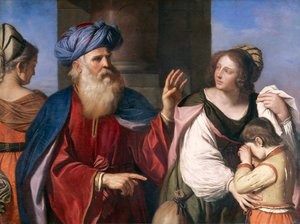 Abraham verbant Hagar door Guercino