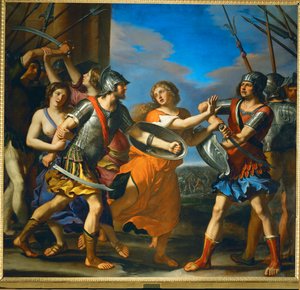 Hersilia scheidt Romulus en Tatius, de koning van de Sabijnen ...