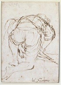 Knielende man - Potloodtekening