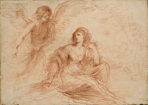 Een engel verschijnt aan Hagar en Ismaël, ca. 1653 door Guercino