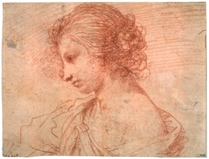 Borstportret van een jonge vrouw, 17e eeuw door Guercino