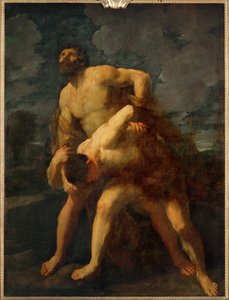 Hercules worstelt met de riviergod Achelaos, die ook van Dejaneira houdt, maar verliest het gevecht en de nimf ...