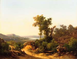 Trasimeno: Een Uitzicht op het Meer van Trasimeno, Italië, 1874