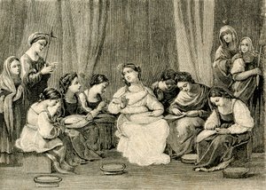 Adolescentie van de Maagd, door Guido Reni, Heiligdom van het Heilige Huis, Loreto, Marche, Italië door Guido Reni