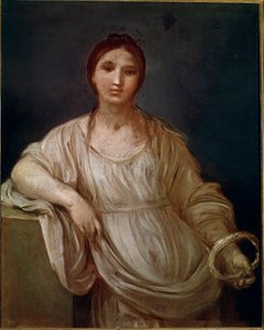 Portret van een jong meisje met een kroon door Guido Reni