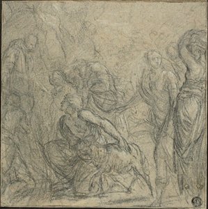 Studie voor Sint-Benedictus ontvangt geschenken van de boeren door Guido Reni