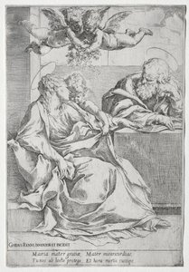 De Heilige Familie met twee engelen door Guido Reni
