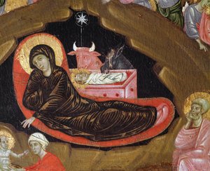 De geboorte van Christus (detail) door Guido da Siena