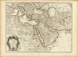1701 Guillaume Delisle kaart van het Ottomaanse en Perzische rijk (bijgesneden) door Guillaume Delisle