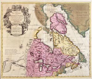 Kaart van Canada en Groenland (ets)