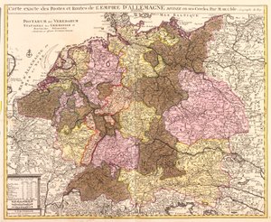 Kaart van wegen en posten van Duitsland (ets)