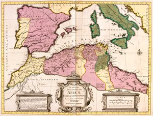 Marokko, noord-Algerije, Tunesië, noordwest-Libië, Spanje, Portugal, Italië (behalve het noorden)