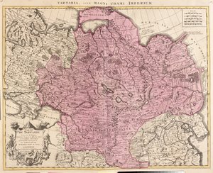 Rusland, Kazachstan, Oezbekistan, Kirgizië, Tadzjikistan, groot deel van China (behalve het zuidoosten), Mongolië door Guillaume Delisle
