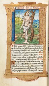 Gedrukt Getijdenboek (Gebruik van Rome): fol. 102v, St. Sebastian