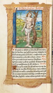 Gedrukt getijdenboek (gebruik van Rome): fol. 102v, St. Sebastiaan