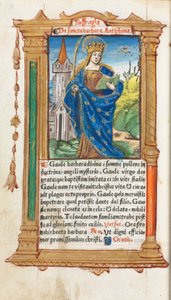 Gedrukt getijdenboek (gebruik van Rome): fol. 110v, St. Barbara