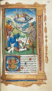 Gedrukt getijdenboek (gebruik van Rome): fol. 36r, Annunciatie aan de herders door Guillaume Le Rouge