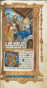 Gedrukt getijdenboek (gebruik van Rome): fol. 38r, Aanbidding van de Wijzen door Guillaume Le Rouge