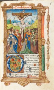 Gedrukt getijdenboek (Gebruik van Rome): fol. 55r, de kruisiging door Guillaume Le Rouge