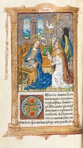 Gedrukt Getijdenboek (Gebruik van Rome): fol. 60v, De Aankondiging