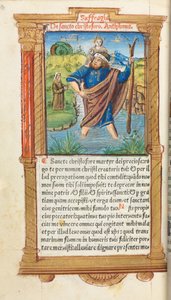 Gedrukt Getijdenboek Gebruik van Rome: fol. 101v, St. Christoffel, 1510 door Guillaume Le Rouge