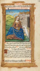 Gedrukt Getijdenboek Gebruik van Rome: fol. 112r, St. Agnes, 1510 door Guillaume Le Rouge