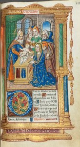 Gedrukt getijdenboek Gebruik van Rome: fol. 40r, Presentatie in de Tempel, 1510