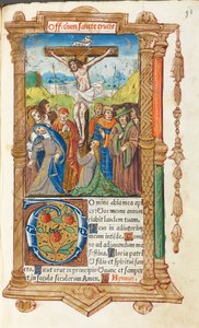 Gedrukt getijdenboek Gebruik van Rome: fol. 55r, De kruisiging, 1510 door Guillaume Le Rouge