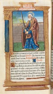 Gedrukt Getijdenboek Gebruik van Rome: fol. 99v, St. Paulus, 1510 door Guillaume Le Rouge