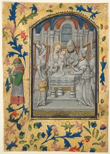 Blad uit een Getijdenboek: Presentatie in de Tempel door Guillaume Vrelant