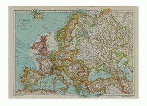 Kaart van Europa, 1910 door Gull Engraving Company