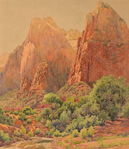 De patriarchen, Zion National Park, 1924 door Gunnar Widforss