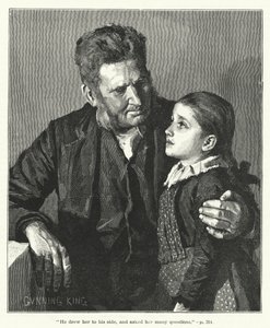 "Hij trok haar naar zich toe en stelde haar veel vragen" (gravure)