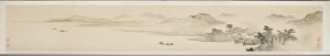 Landschap met visser en gedicht (inkt op papier)