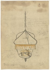 Ontwerp voor een hanglamp door Gust van de Wall Perné (signed by artist)
