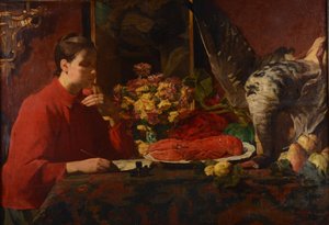 Dame met kreeft door Gustaaf Vanaise