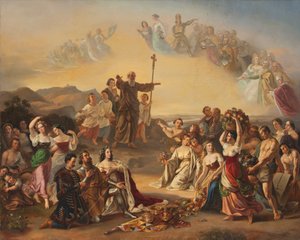 De heilige Severin zegent het land Oostenrijk door Gustav Dittenberger