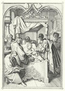 Johannes, keurvorst van Saksen, bezoekt Maarten Luther in het ziekenhuis (gravure) door Gustav Ferdinand Leopold Konig