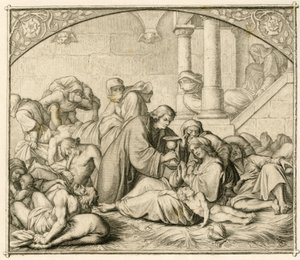Luther met pestlijders in Wittenberg door Gustav Ferdinand Leopold Konig
