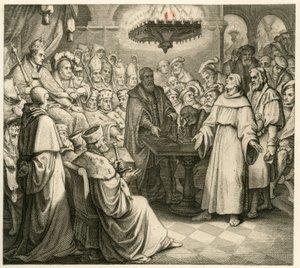 Maarten Luther voor keizer Karel, naast hem zijn broer Ferdinand door Gustav Ferdinand Leopold Konig