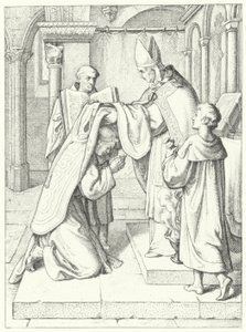 Maarten Luther wordt tot priester gewijd door Jerome Scultetus, bisschop van Brandenburg in de kathedraal van Erfurt, 3 april 1507 door Gustav Ferdinand Leopold Konig