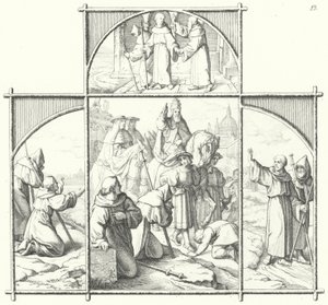 Maarten Luthers reis naar Rome (gravure) door Gustav Ferdinand Leopold Konig