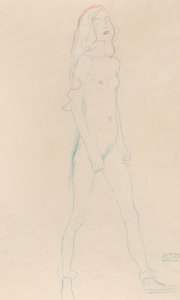 Een naakt jong meisje, ca. 1917 door Gustav Klimt