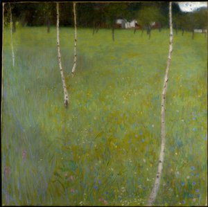 Boerenhuis met berken (Jonge berken) door Gustav Klimt