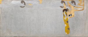 Beethovenfries: Het verlangen naar geluk vindt voldoening in de poëzie - Paneel 7, rechter lange wand door Gustav Klimt